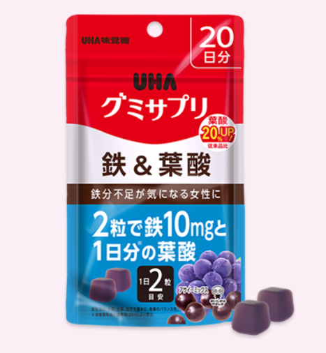 ユーハ味覚糖　UHAグミサプリ 鉄&葉酸 アサイーミックス味